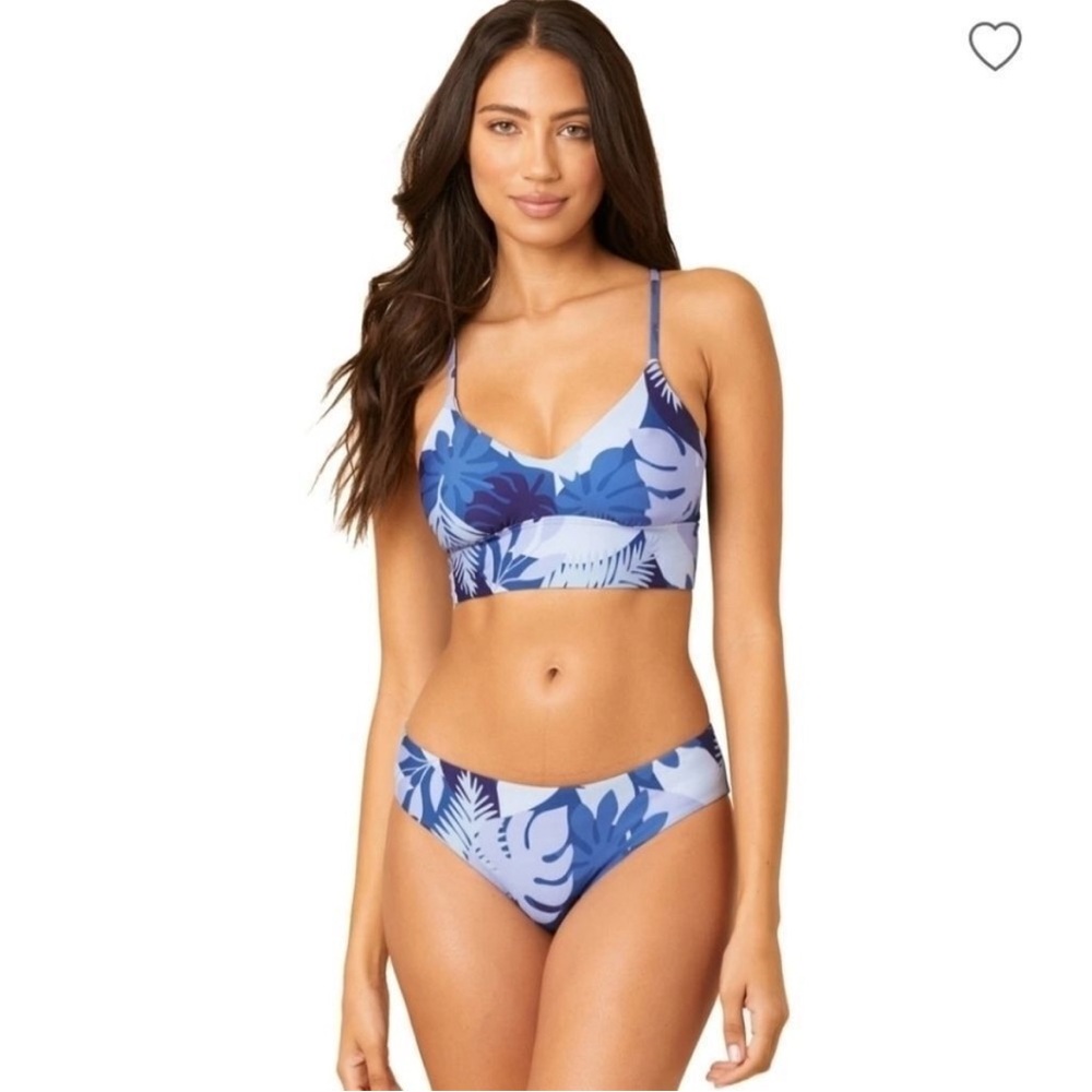 NEW Splendid Party Palm Crop Bra Swim Top & Reversible Retro Hipster Bottom